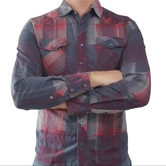 Social Collision Rockabilly Long Sleeve Snap Shirt sz L - Picture 2 of 10